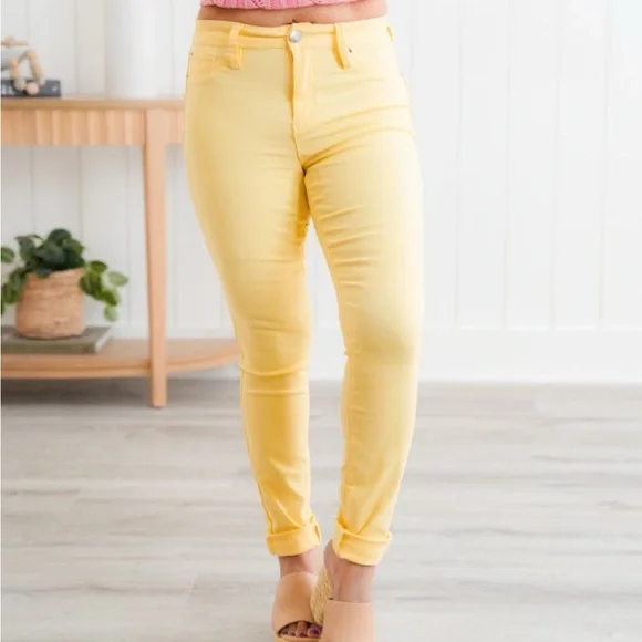YMI Bright Yellow SUPER STRETCH Skinny Jeans XL - Picture 2 of 11